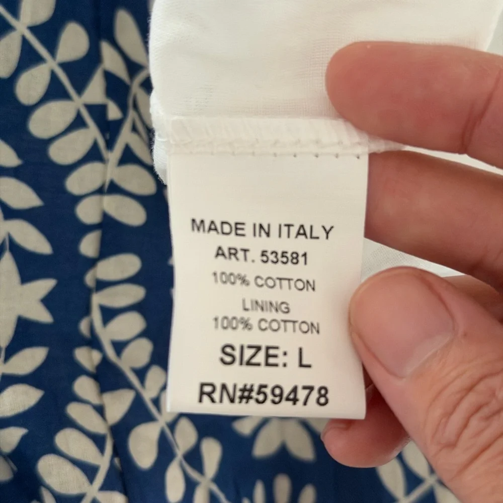 Blue and White Patterned Midi Dress - Picture 3 of 4
